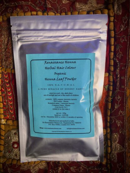 Packet of organic henna hair dye