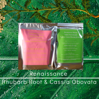 For natural blonde highlights - product image of two foil sealed packets with pink label and green label, displayed against a leaf and plant background