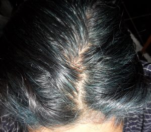Blue Hair Roots over Grey Roots